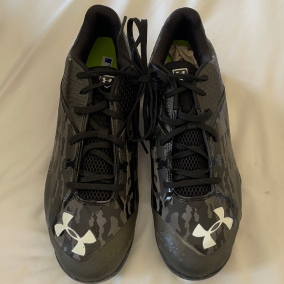 🆕Under Armour | Diamond Tips Camo Baseball Cleats Black & Grey Mens Size 11 - Picture 1 of 7